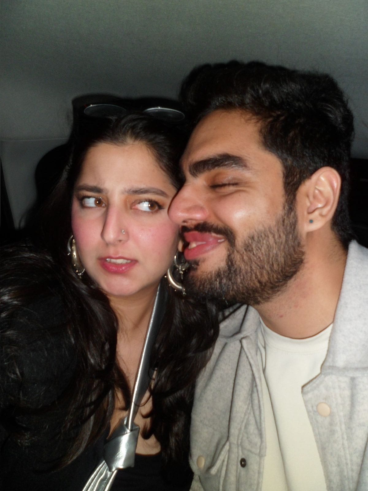 Us together in a cab having fun